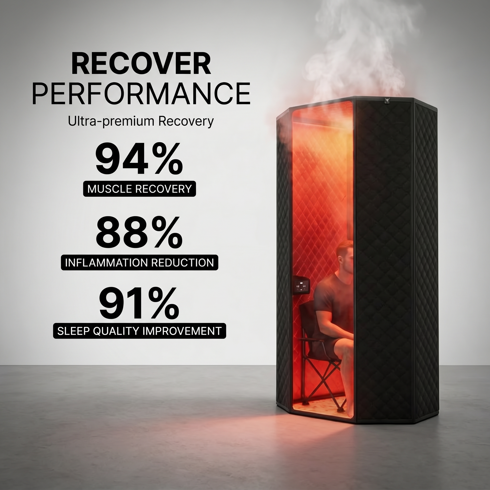 Recover Performance Pro Powered by PowerPro™ Heat Sauna® 185°F At-Home Sauna